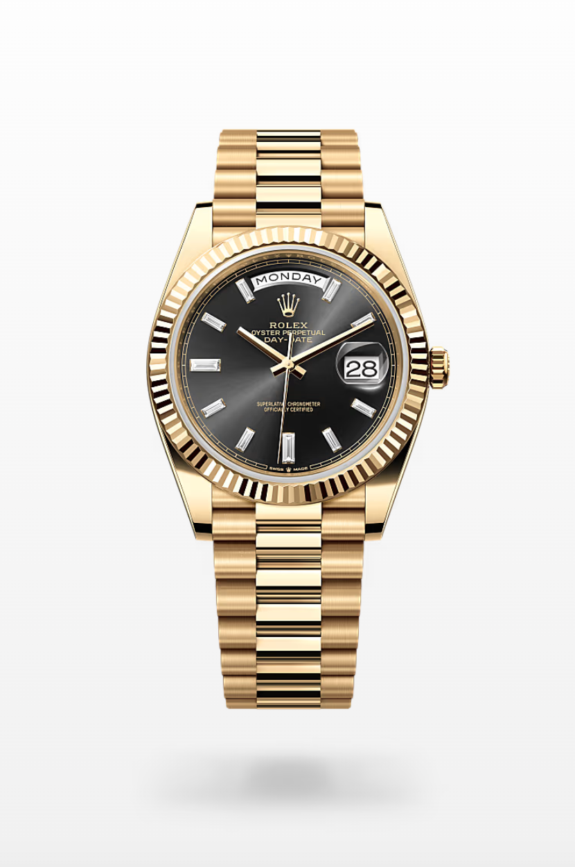 Rolex Day-Date 40mm 228238 Yellow Gold Black Diamond Dial