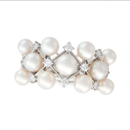 MIKIMOTO, A PEARL AND DIAMOND RING