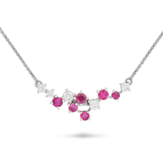 TASAKI, A RUBY AND DIAMOND NECKLACE