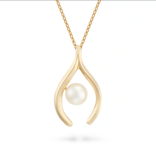 MIKIMOTO, A PEARL WISHBONE PENDANT NECKLACE