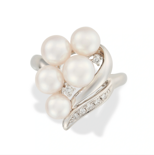 TASAKI, A PEARL AND DIAMOND DRESS RING