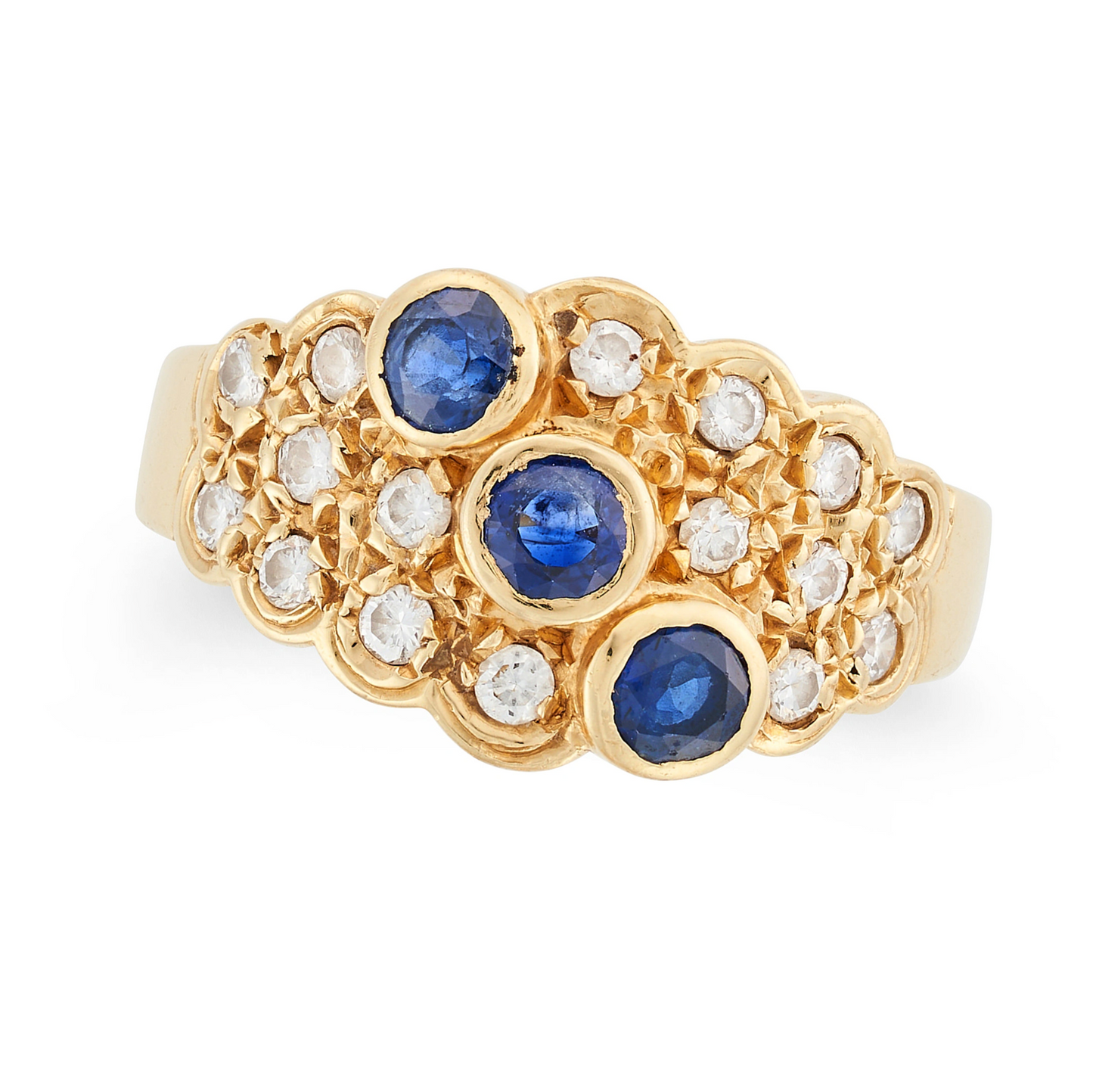 MIKIMOTO, A SAPPHIRE AND DIAMOND RING