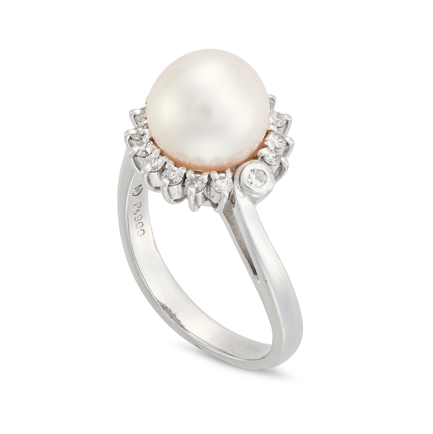 TASAKI, A PEARL AND DIAMOND CLUSTER RING