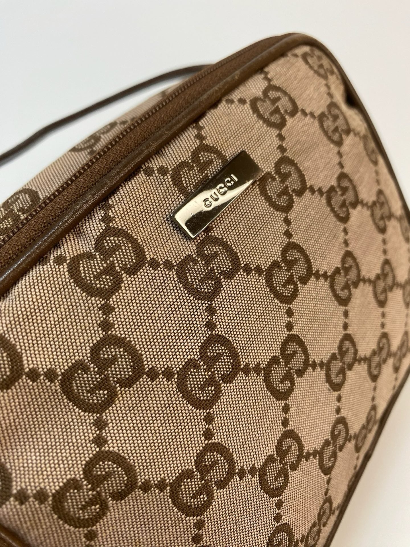 J2994 Gucci Shoulder Bag GG Canvas Mini Double-zip Pochette | Pre-Owned Canvas GG