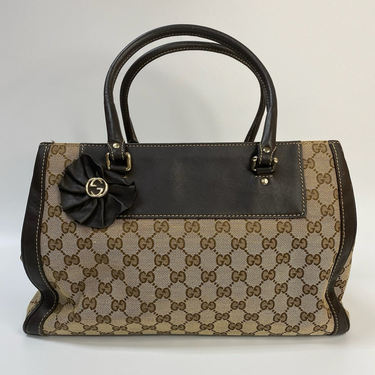 J2866 Gucci Tote Bag GG Canvas Trophy Tote Bag | Pre-Owned Canvas GG Monogram