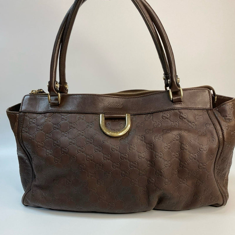 J2882 Gucci Tote Bag Brown Guccissima leather D Ring Tote | Pre-Owned Brown Leather/Guccissima