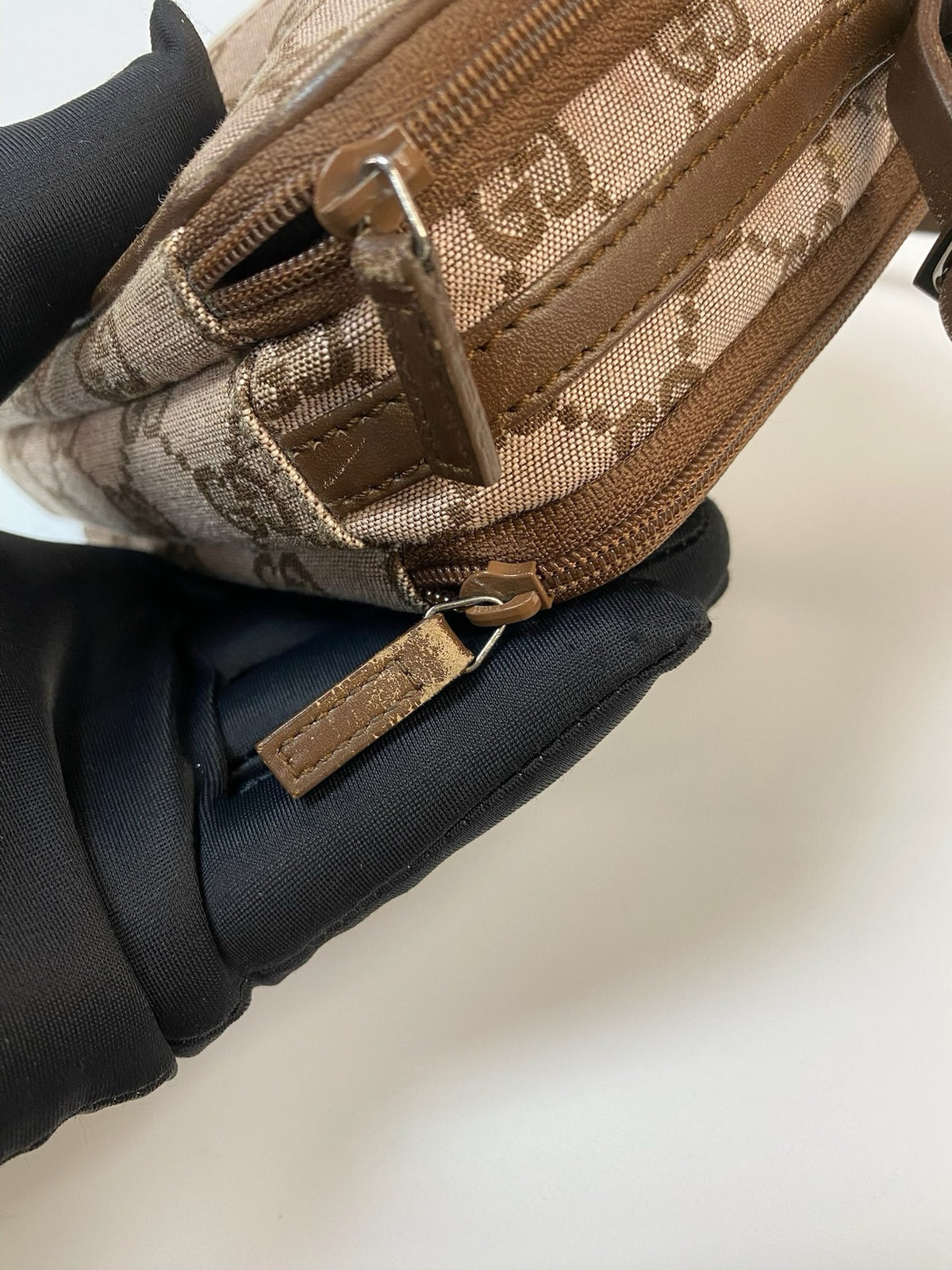 J2994 Gucci Shoulder Bag GG Canvas Mini Double-zip Pochette | Pre-Owned Canvas GG