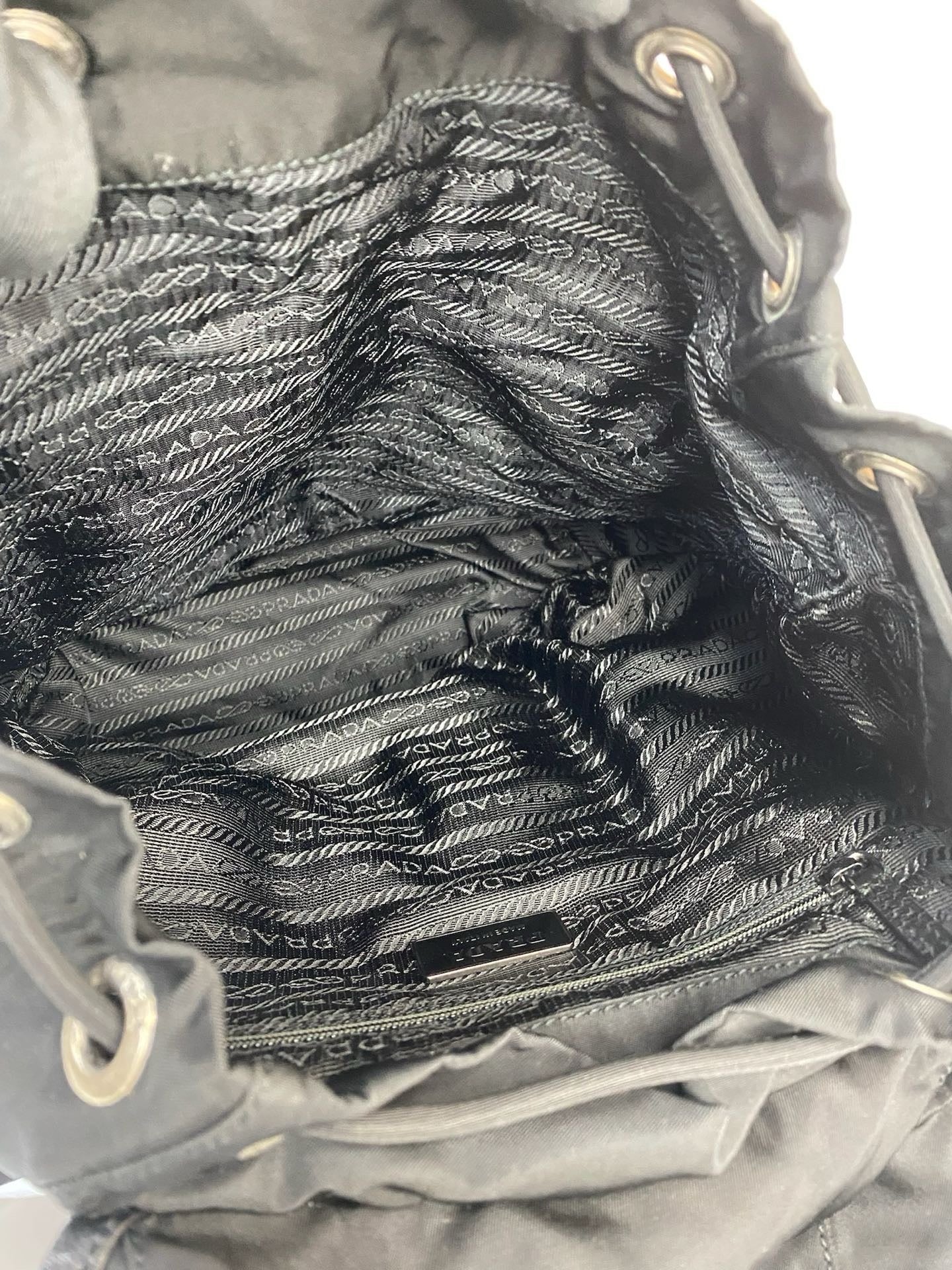J2969 Prada Backpack Black Nylon Backpack | Pre-Owned Black Plain Nylon