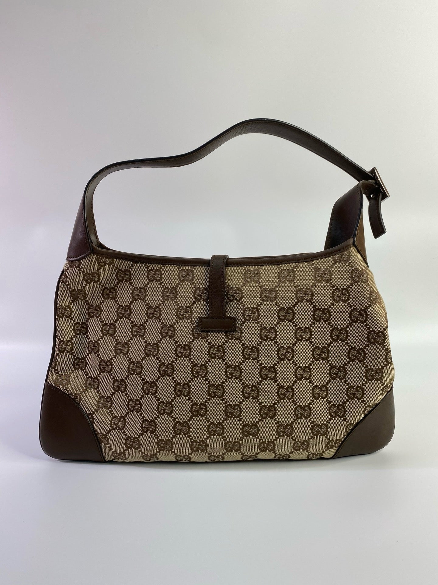 J2960 Gucci Shoulder Bag Jackie One Should Bag Beige GG Canvas Leather | Pre-Owned Beige GG monogram Canvas, Leather