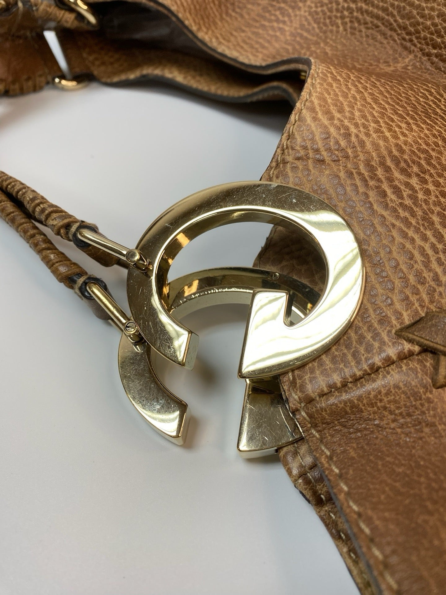 J2880 Gucci Shoulder Bag Fendi Zucchino Cnavas FF Double Flap Shoulder Bag | Pre-Owned Brown Canvas/Zucchino FF