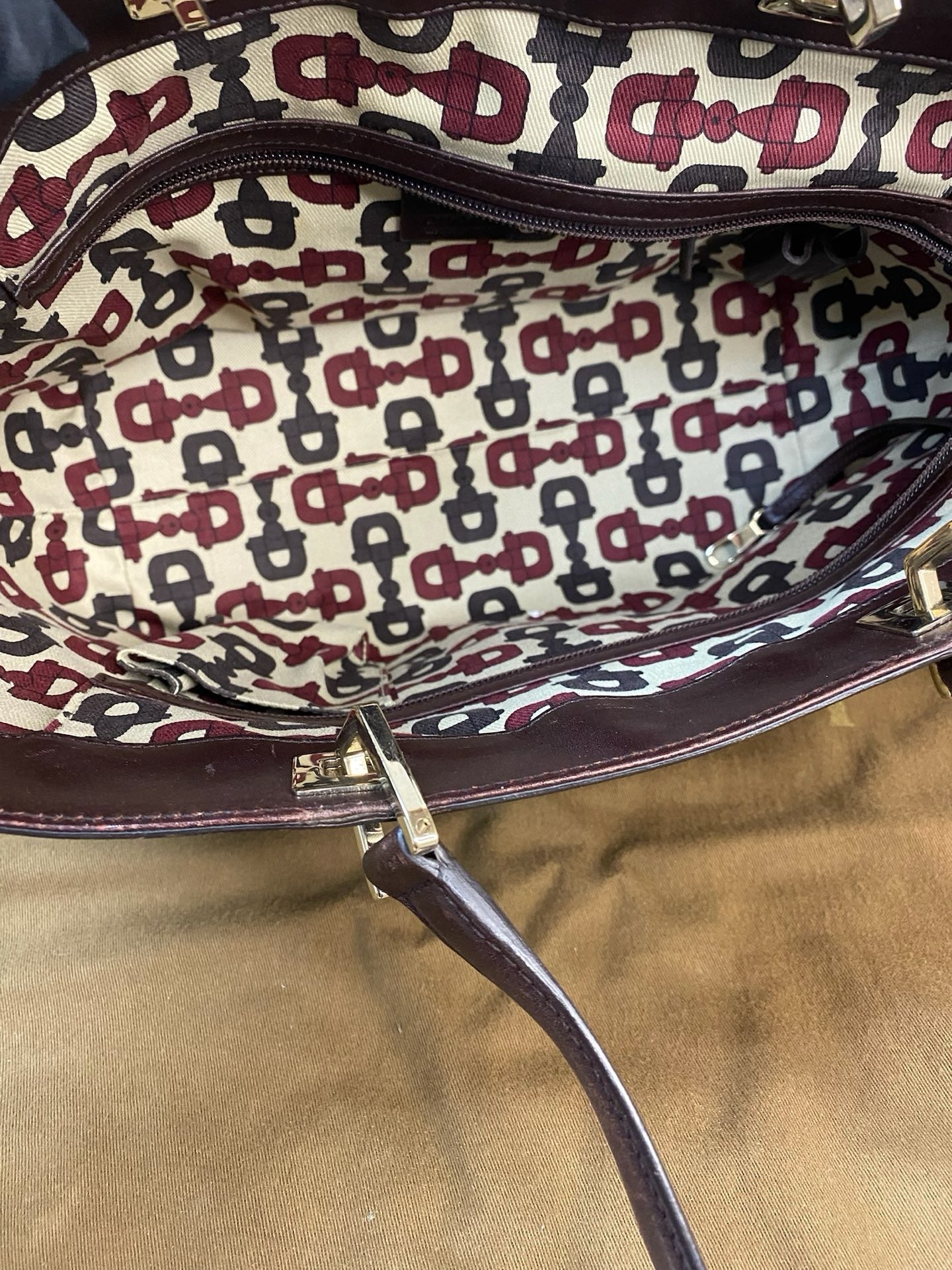 J2989 Gucci Tote Bag Guccissima Large Punch Tote Chocolate Brown | Pre-Owned Like New Chocolate Brown Canvas Guccissima