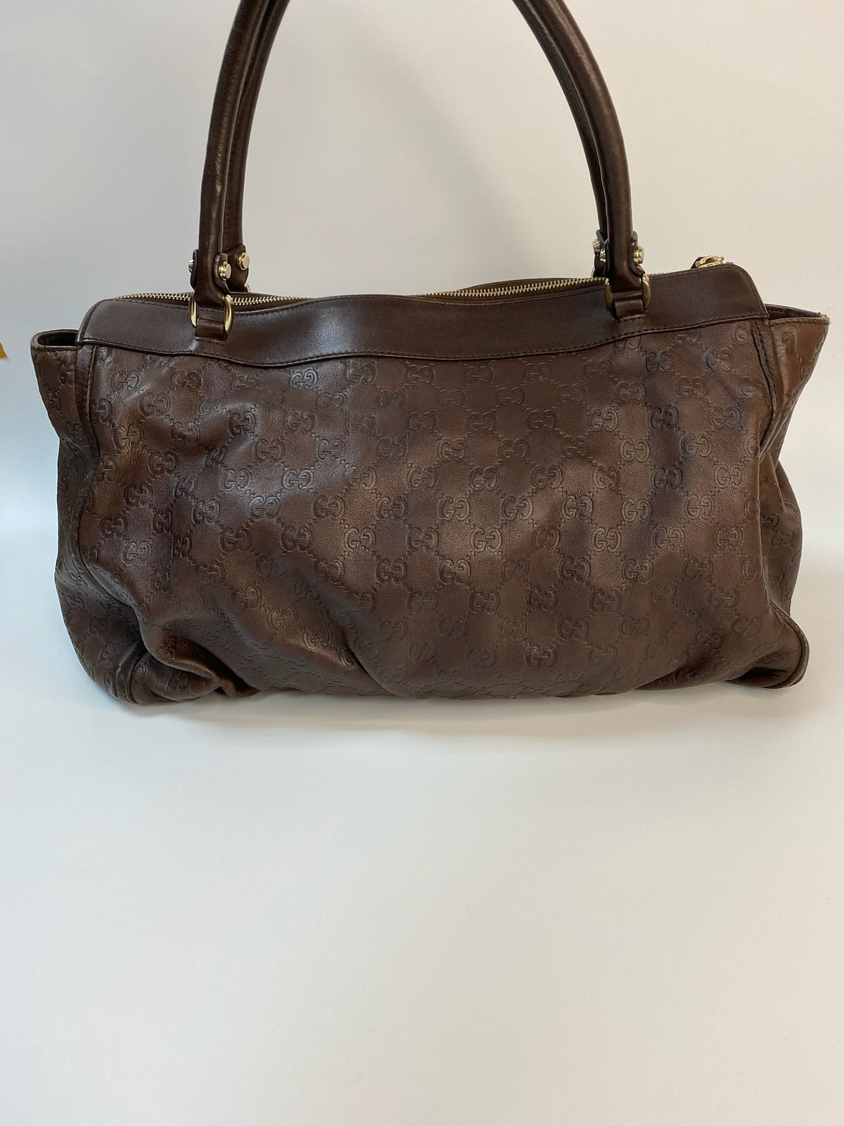 J2882 Gucci Tote Bag Brown Guccissima leather D Ring Tote | Pre-Owned Brown Leather/Guccissima