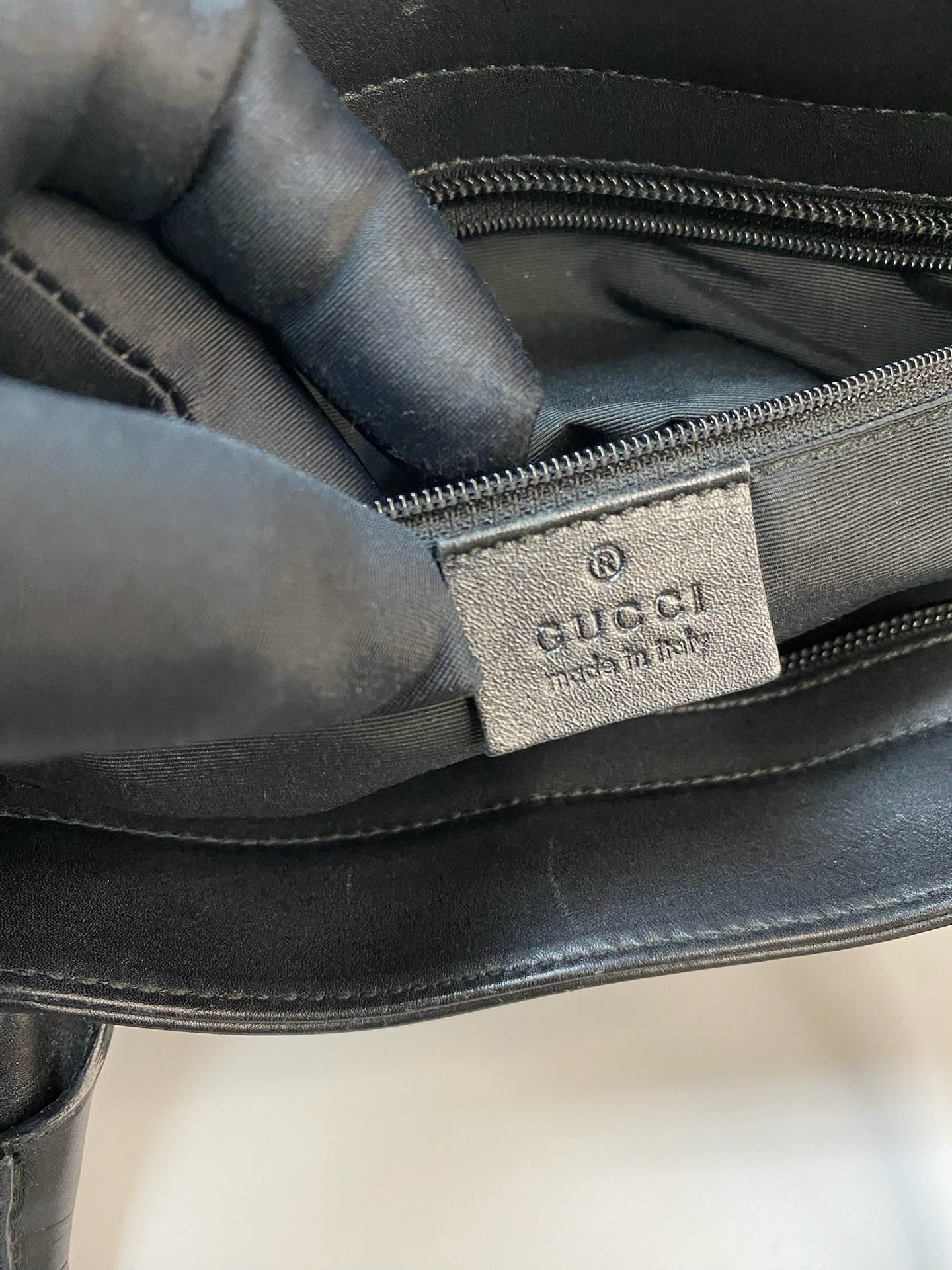 J2961 Gucci Tote Bag Black GG Canvas Leather Tote bag | Pre-Owned Black GG monogram Canvas, Leather
