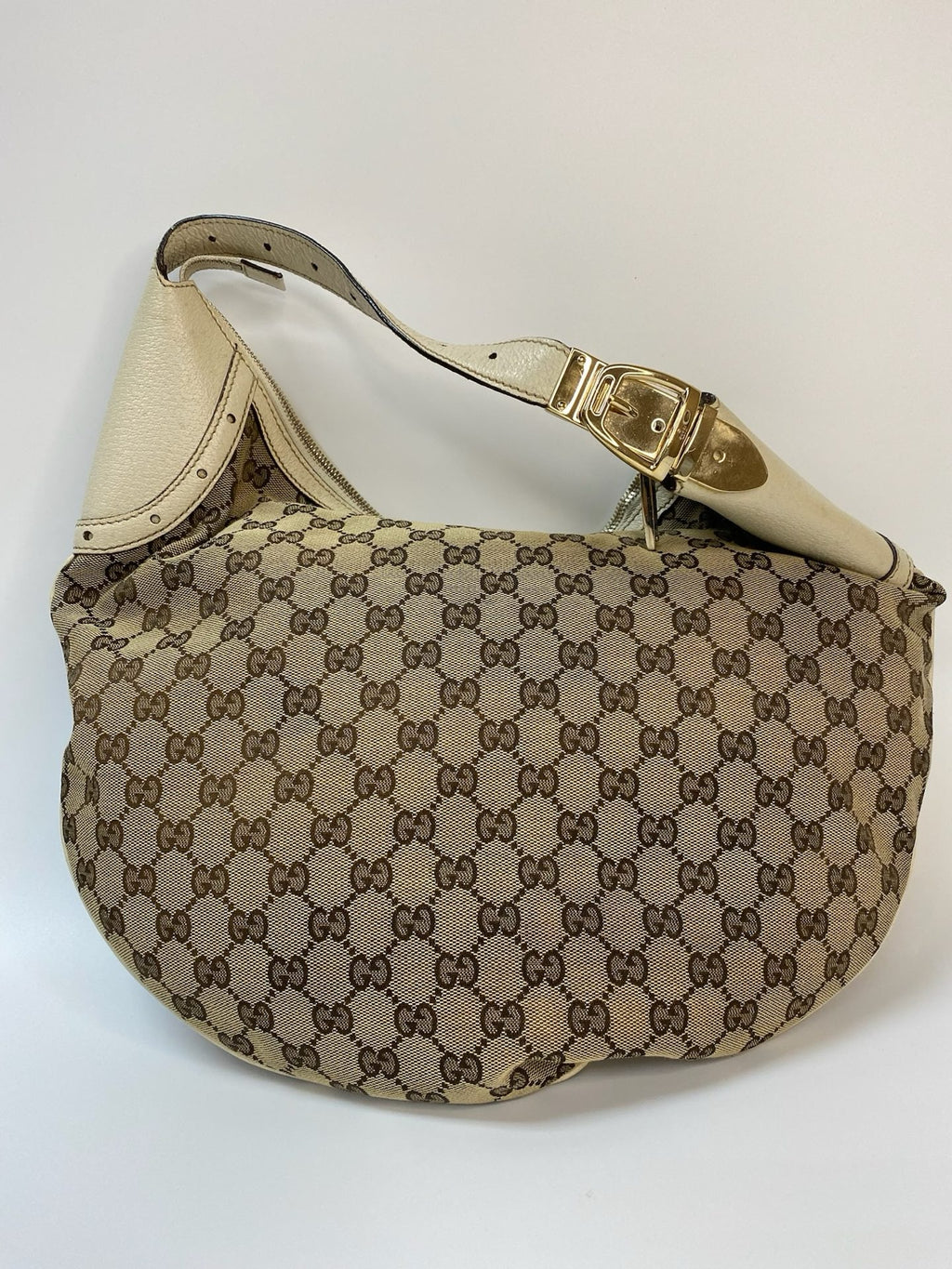 J2877 Gucci Shoulder Bag Monogram Large Crossiant Hobo Bag | Pre-Owned Brown Canvas/Monogram