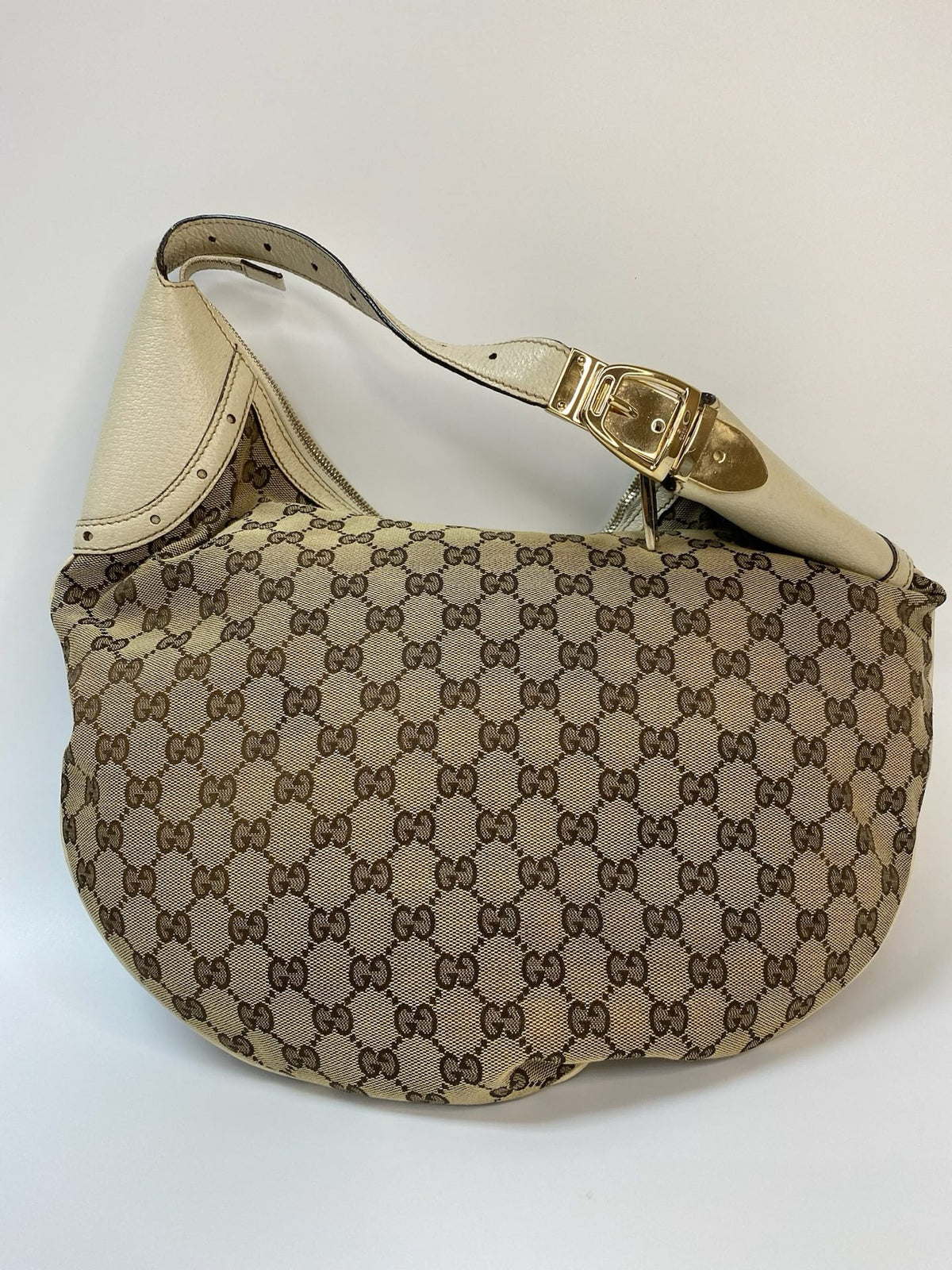 J2877 Gucci Shoulder Bag Monogram Large Crossiant Hobo Bag | Pre-Owned Brown Canvas/Monogram