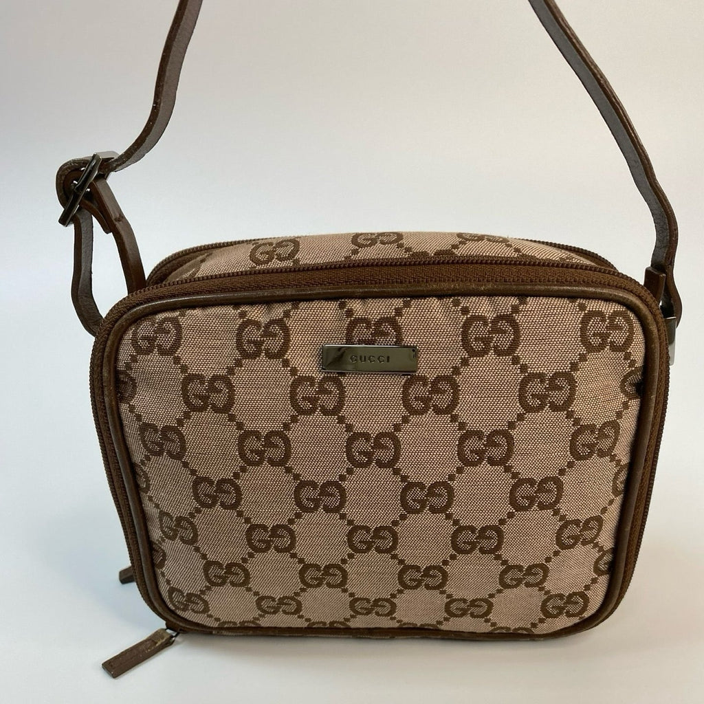 J2994 Gucci Shoulder Bag GG Canvas Mini Double-zip Pochette | Pre-Owned Canvas GG