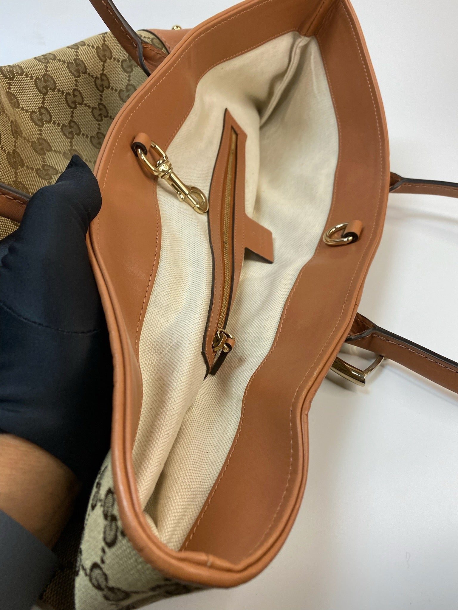 J2992 Gucci Tote Bag Canvas Heart Bit Satchel Tote | Pre-Owned Canvas