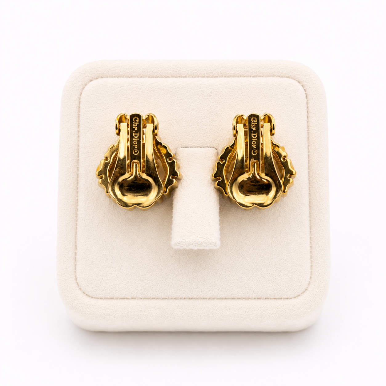 Christian Dior Heart Rhinestone Clip Earrings J3082 | Pre-Owned Good Gold-Tone Metal & Rhinestone