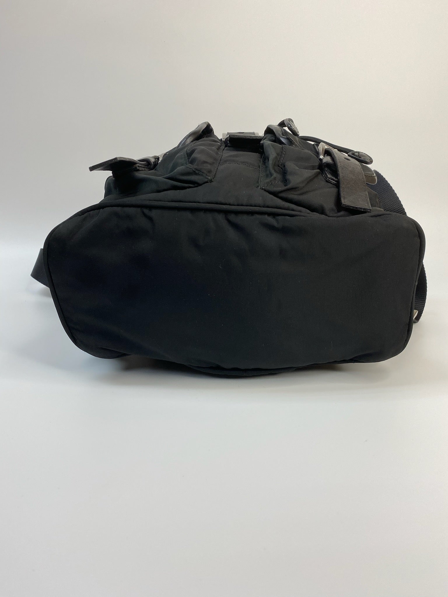 J2969 Prada Backpack Black Nylon Backpack | Pre-Owned Black Plain Nylon