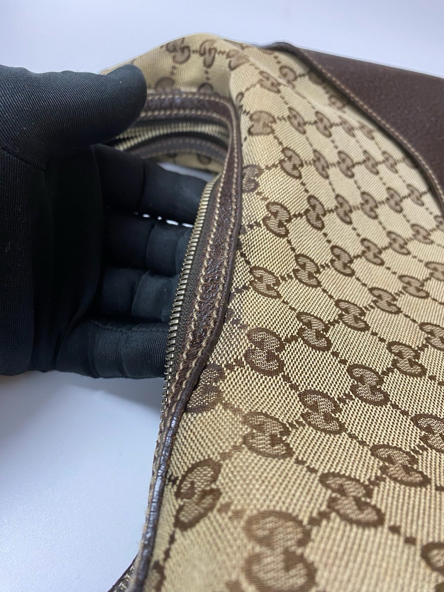 J2876 Gucci Shoulder Bag GG Canvas Amalfi Leather handbag | Pre-Owned Brown Canvas, Leather/GG