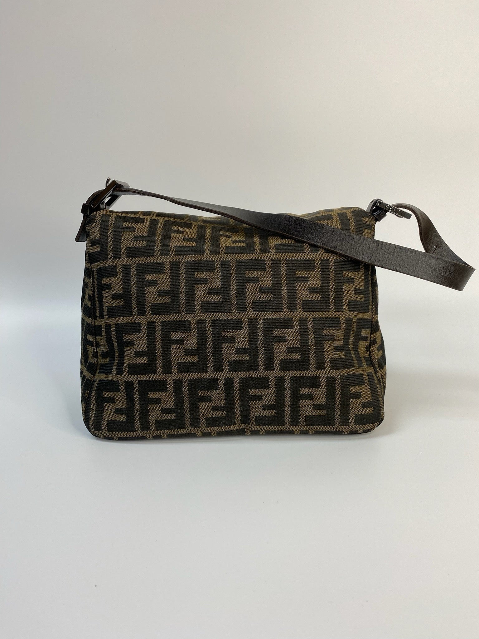 J2967 Fendi Shoulder Bag Zucca Canvas Double Flap Mamma Shoulder Bag | Pre-Owned Brown Zucca Canvas