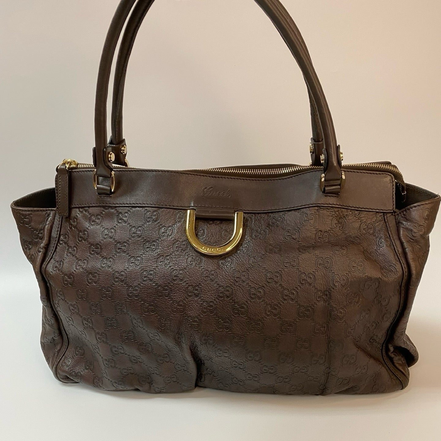 J2884 Gucci Tote Bag Brown Guccissima leather D Ring Tote | Pre-Owned rown Leather/Guccissima