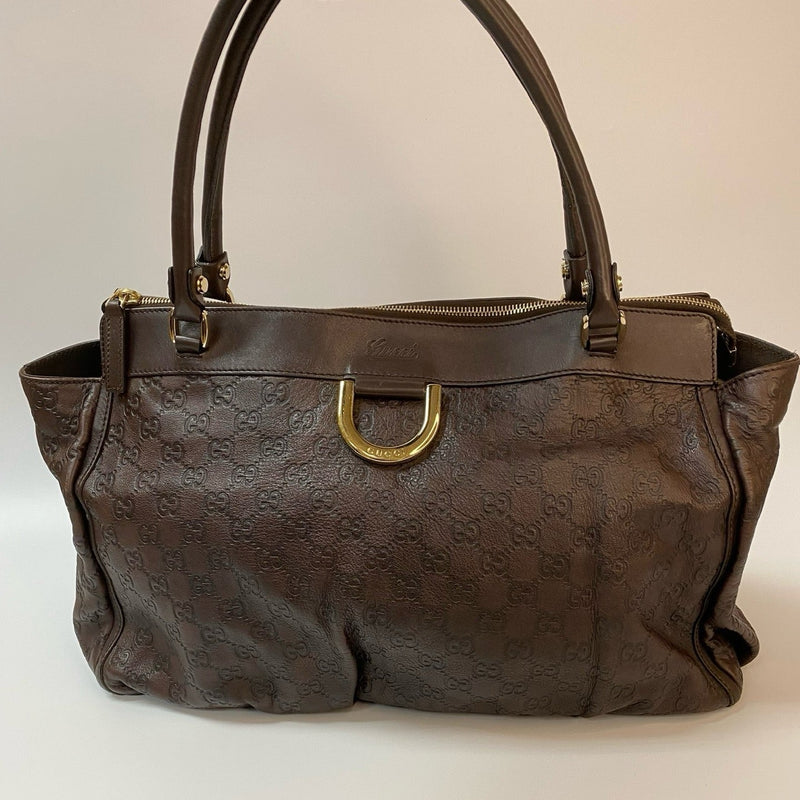 J2884 Gucci Tote Bag Brown Guccissima leather D Ring Tote | Pre-Owned rown Leather/Guccissima