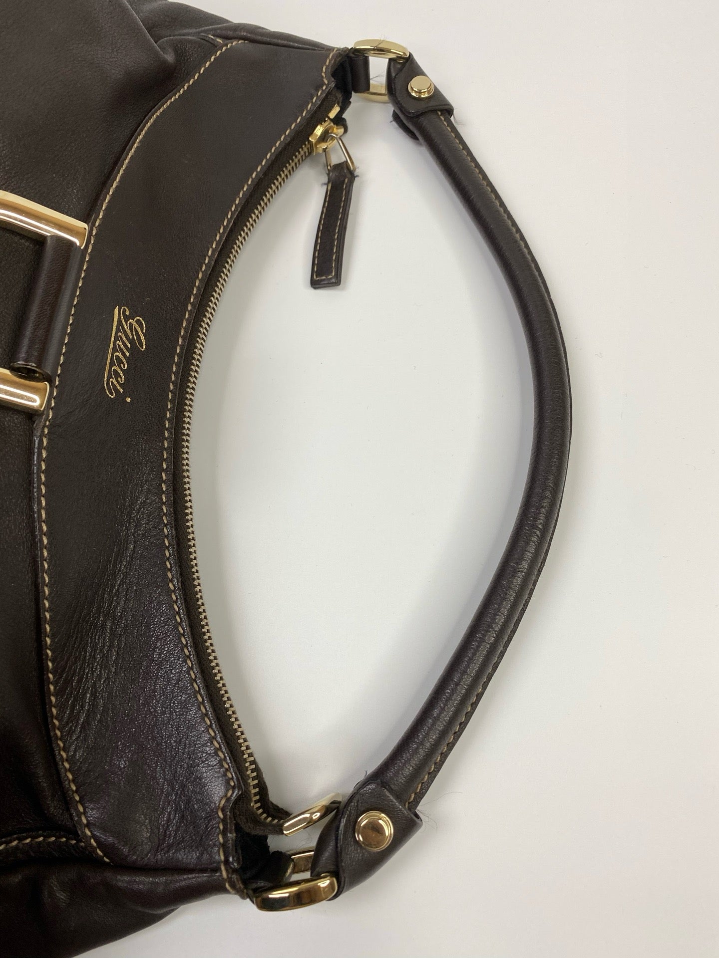 J2878 Gucci Shoulder Bag Abbey Leather dark Brown Shoulder Bag | Pre-Owned Dark Brown Leather