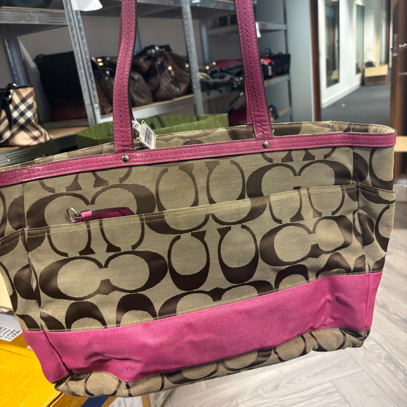 J2172# Shoulder bag Coach pink and monogram