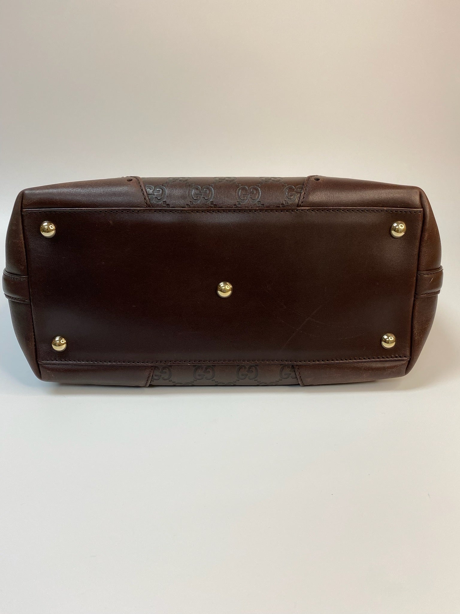 J2989 Gucci Tote Bag Guccissima Large Punch Tote Chocolate Brown | Pre-Owned Like New Chocolate Brown Canvas Guccissima