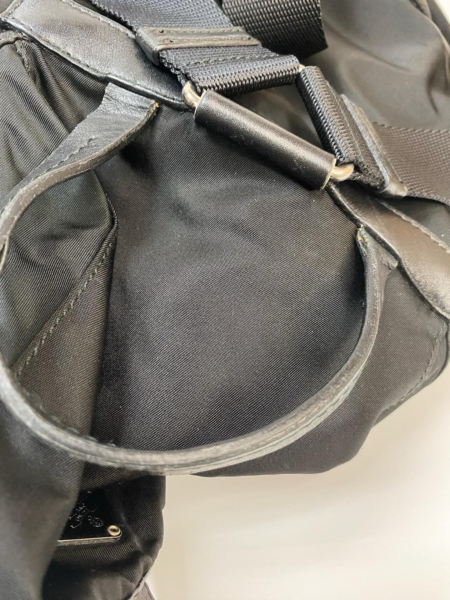 J2969 Prada Backpack Black Nylon Backpack | Pre-Owned Black Plain Nylon