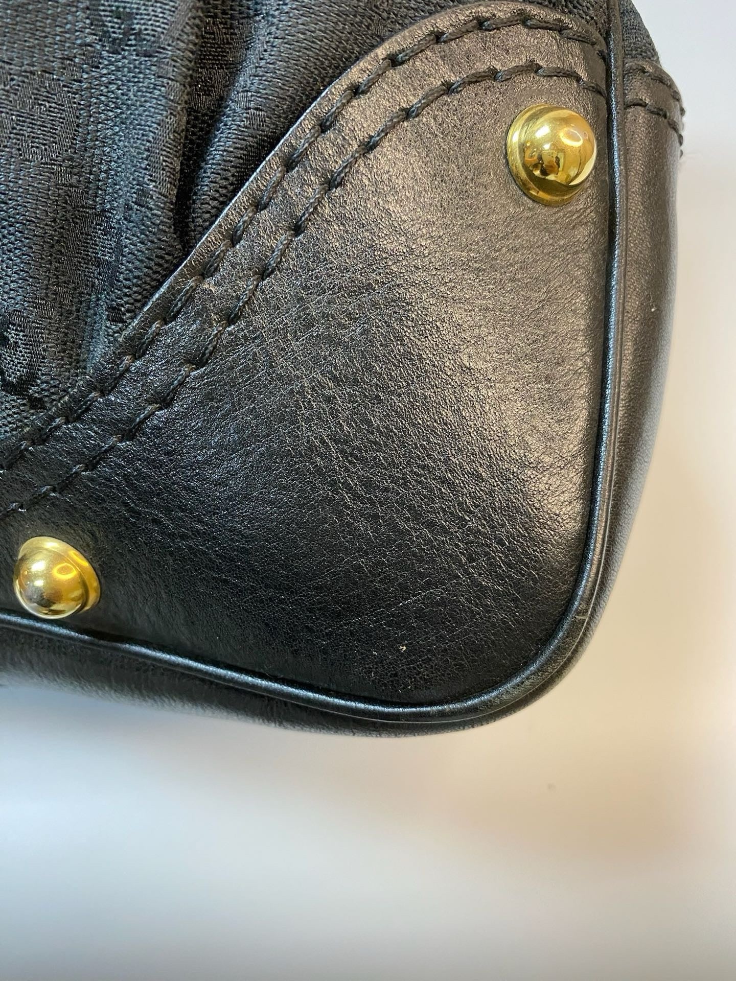 J2859 Gucci Shoulder Bag Hobo Black Monogram Canvas Shoulder Bag | Pre-Owned Black Canvas Monogram