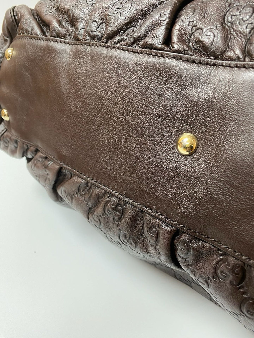 J2884 Gucci Tote Bag Brown Guccissima leather D Ring Tote | Pre-Owned rown Leather/Guccissima