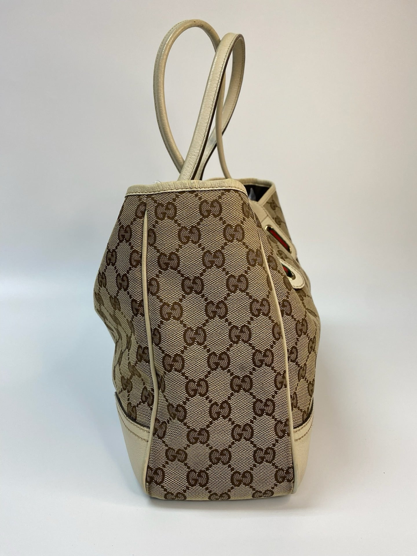 J2867 Gucci Tote Bag GG Canvas Princy Tote Bag with Ribbon | Pre-Owned Canvas GG Monogram
