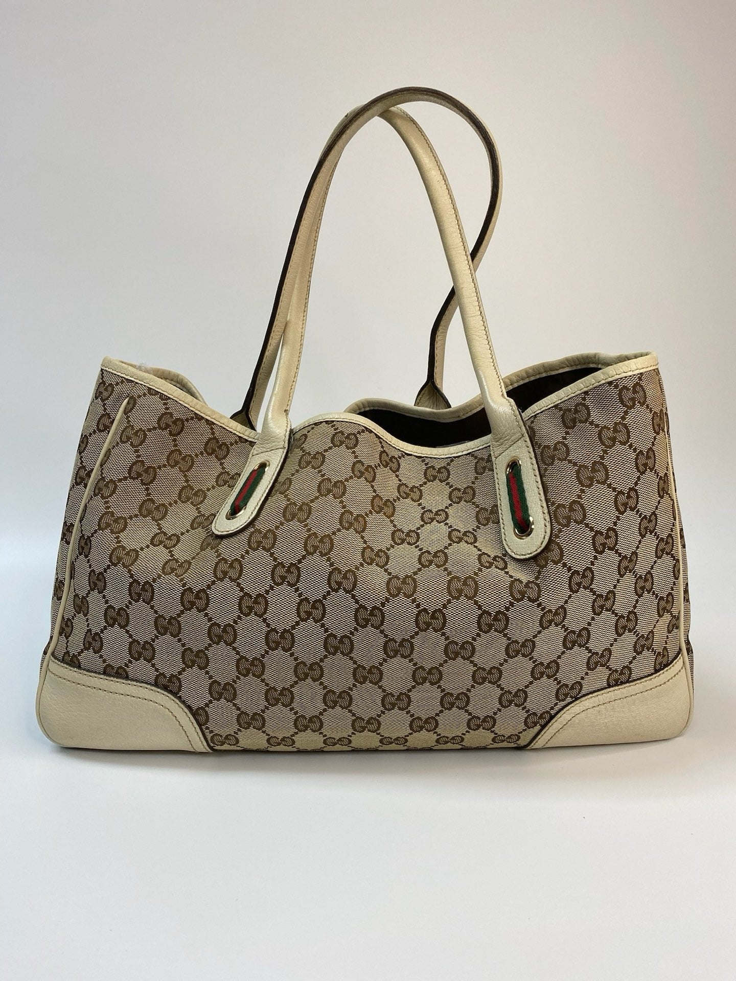 J2867 Gucci Tote Bag GG Canvas Princy Tote Bag with Ribbon | Pre-Owned Canvas GG Monogram