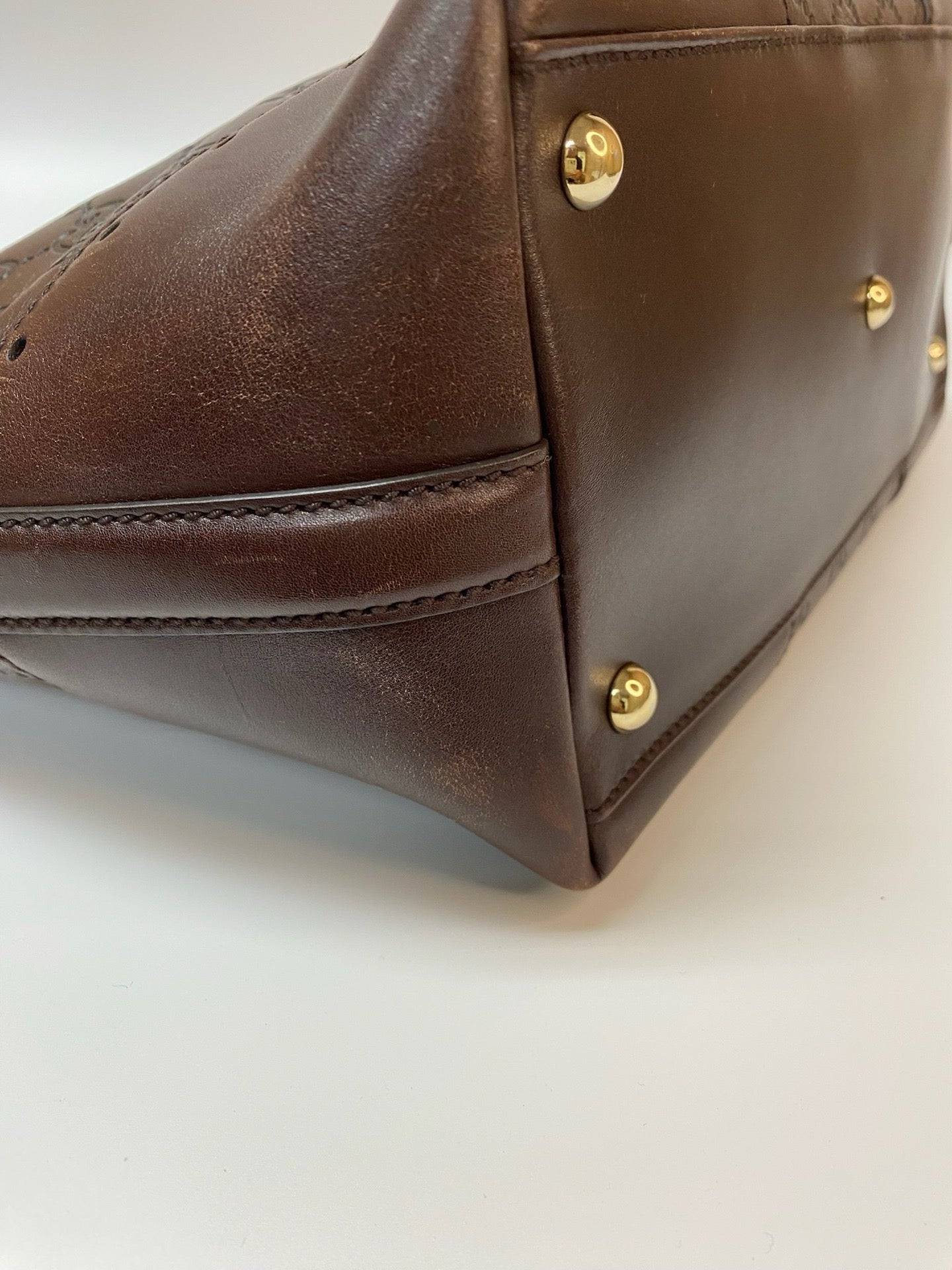 J2989 Gucci Tote Bag Guccissima Large Punch Tote Chocolate Brown | Pre-Owned Like New Chocolate Brown Canvas Guccissima