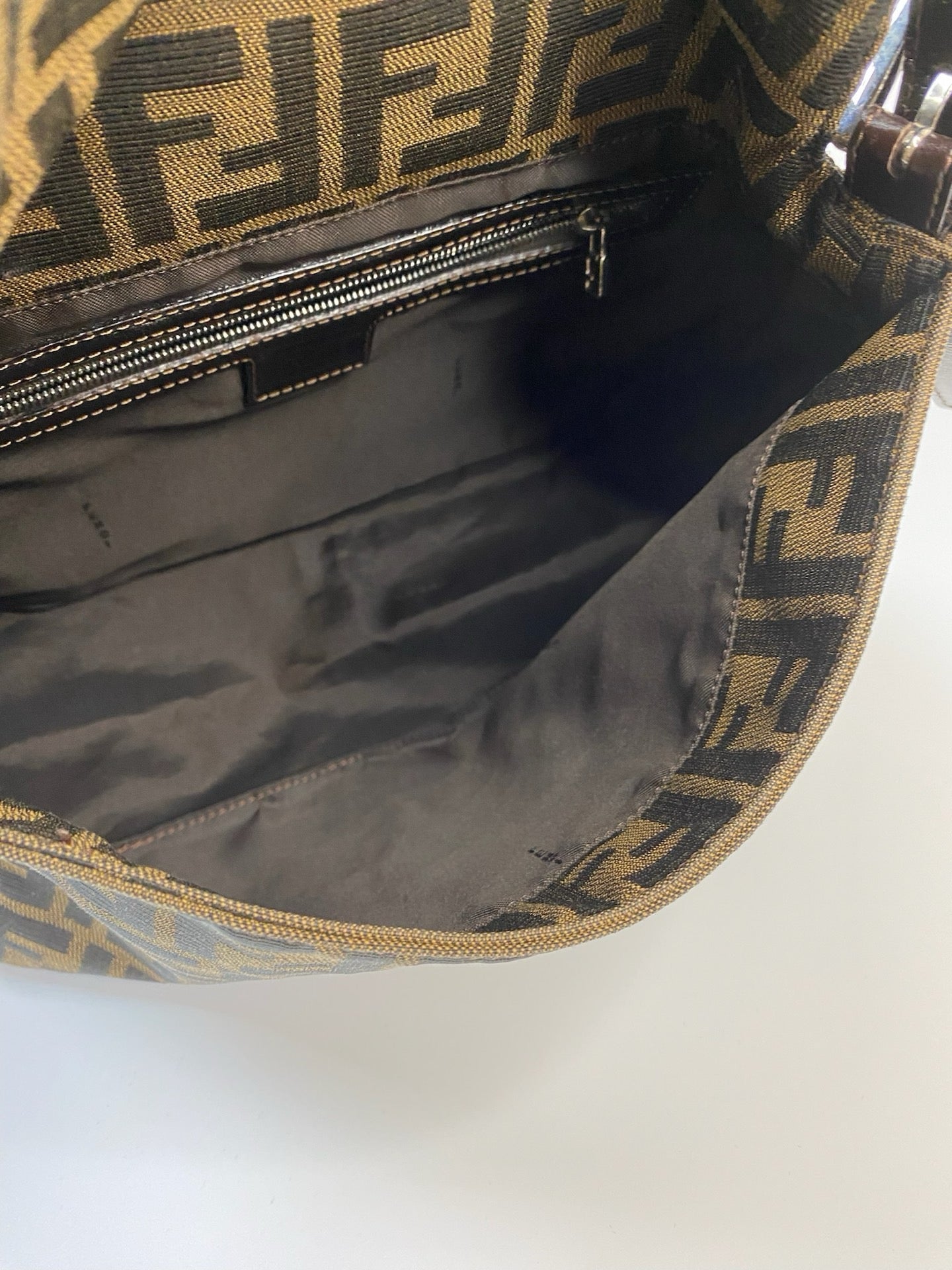 J2976 Fendi Shoulder Bag Vintage Zucca Canvas Mamma Baguette | Pre-Owned Brown Zucca Canvas