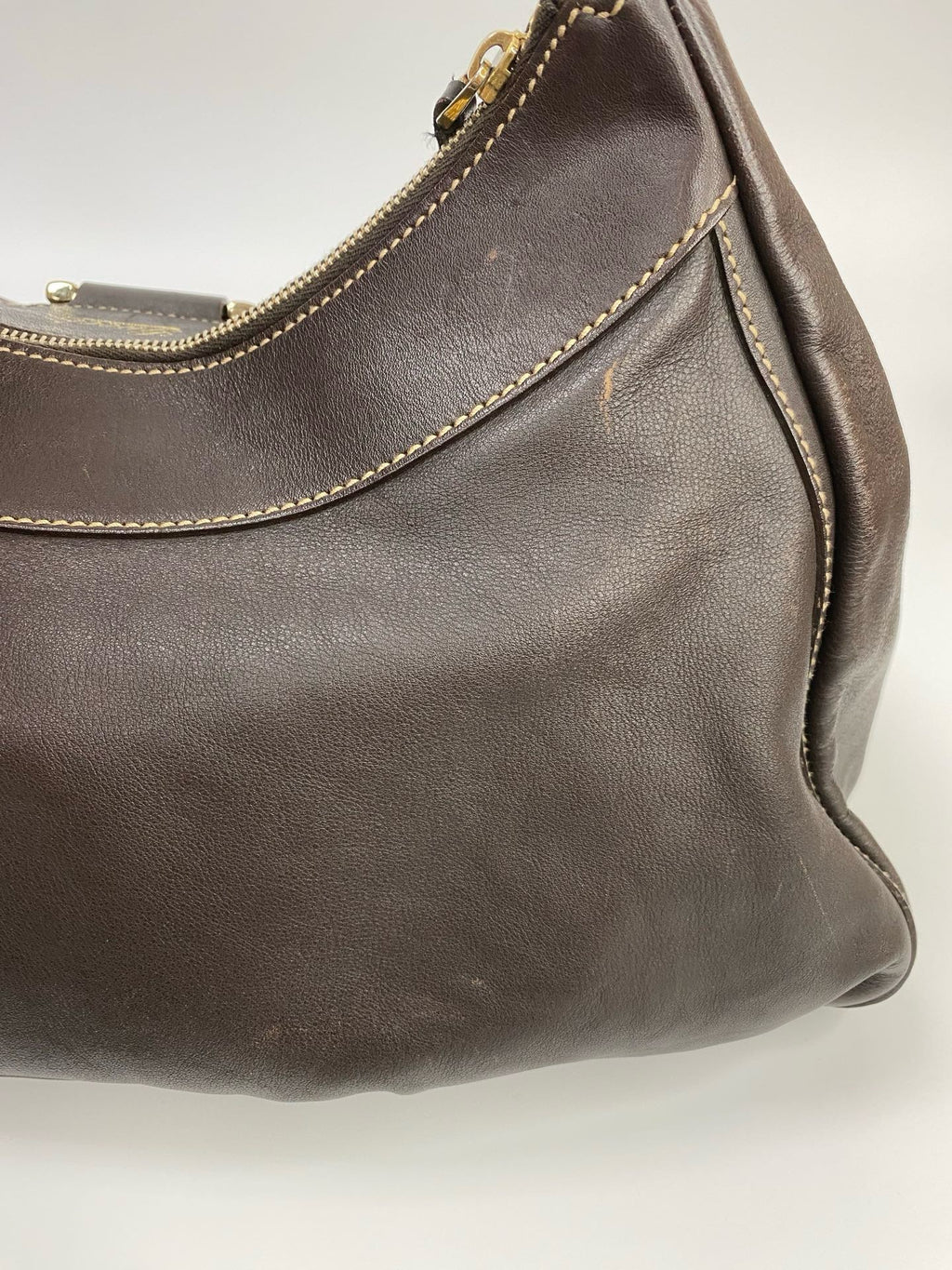 J2878 Gucci Shoulder Bag Abbey Leather dark Brown Shoulder Bag | Pre-Owned Dark Brown Leather