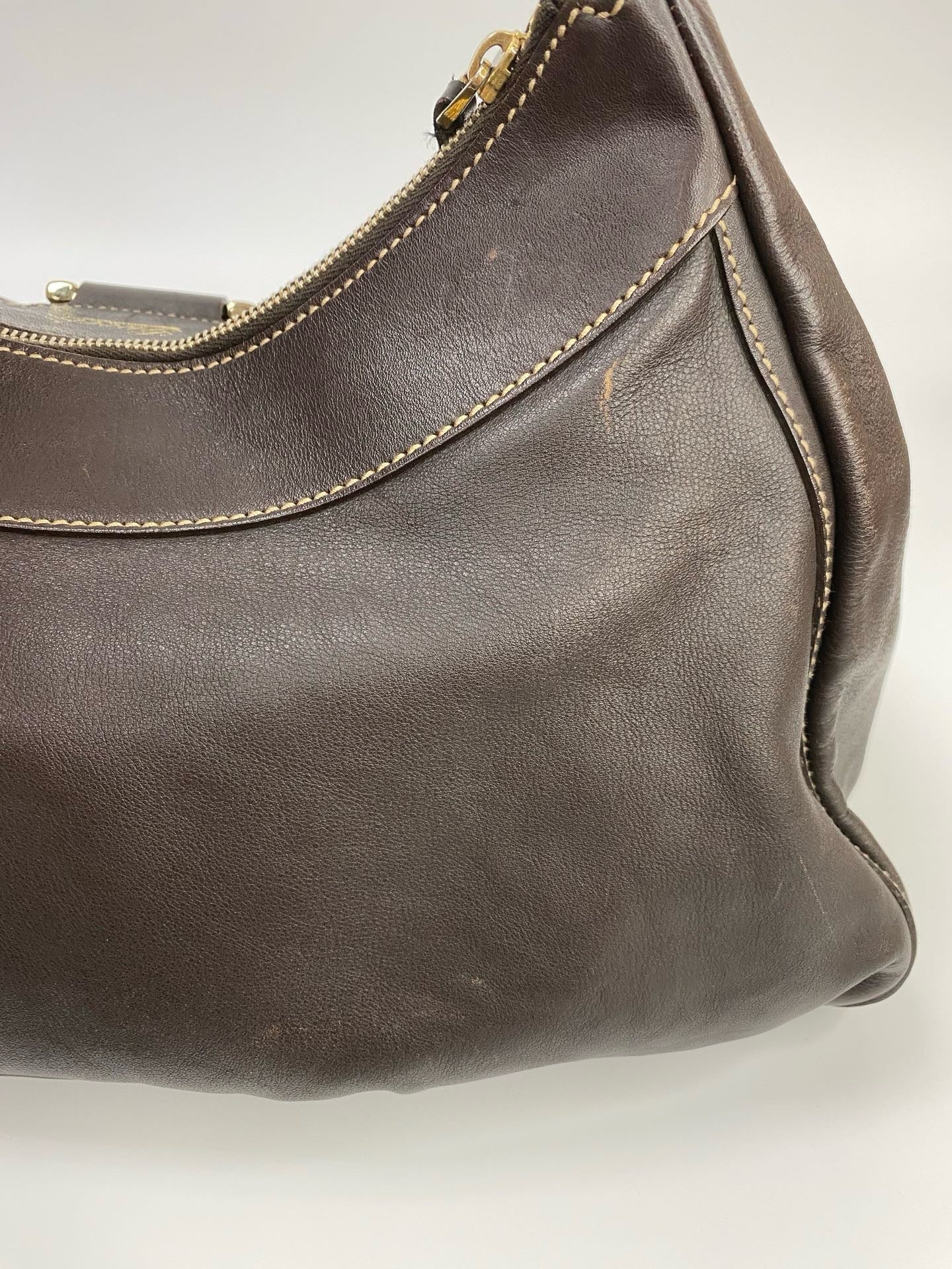 J2878 Gucci Shoulder Bag Abbey Leather dark Brown Shoulder Bag | Pre-Owned Dark Brown Leather