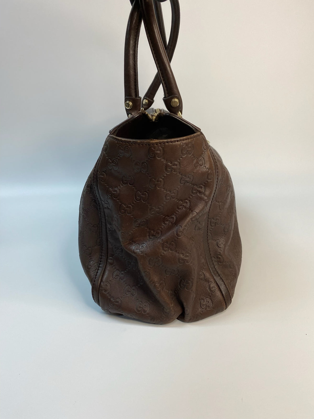 J2882 Gucci Tote Bag Brown Guccissima leather D Ring Tote | Pre-Owned Brown Leather/Guccissima