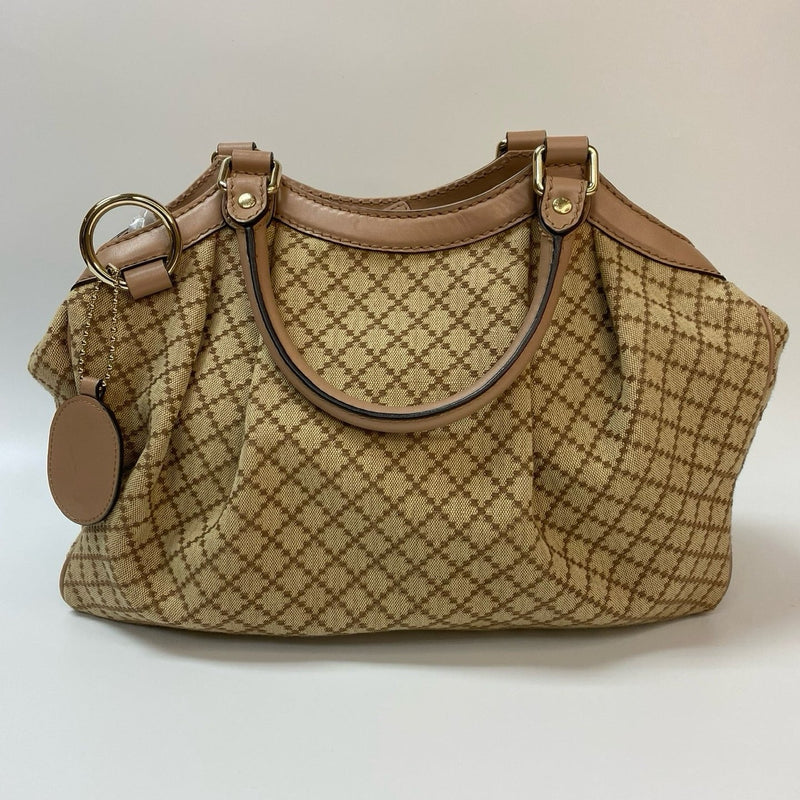 J2879 Gucci Top Handle Bag Diamante Canvas Sukeyy Tote | Pre-Owned Brown Canvas/Diamante