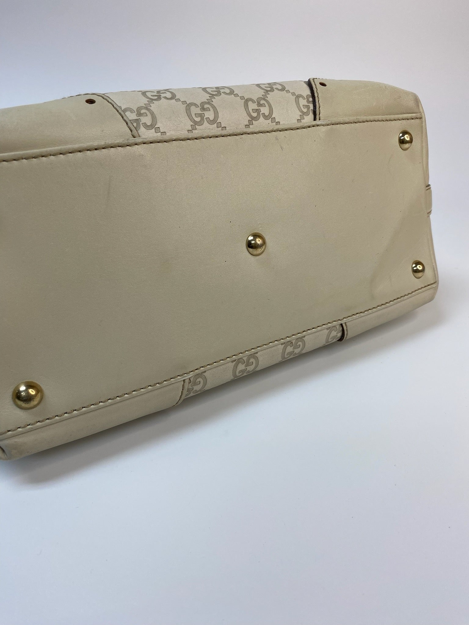 J2858 Gucci Tote Bag Guccisima White Tote Bag | Pre-Owned White Leather Guccissima