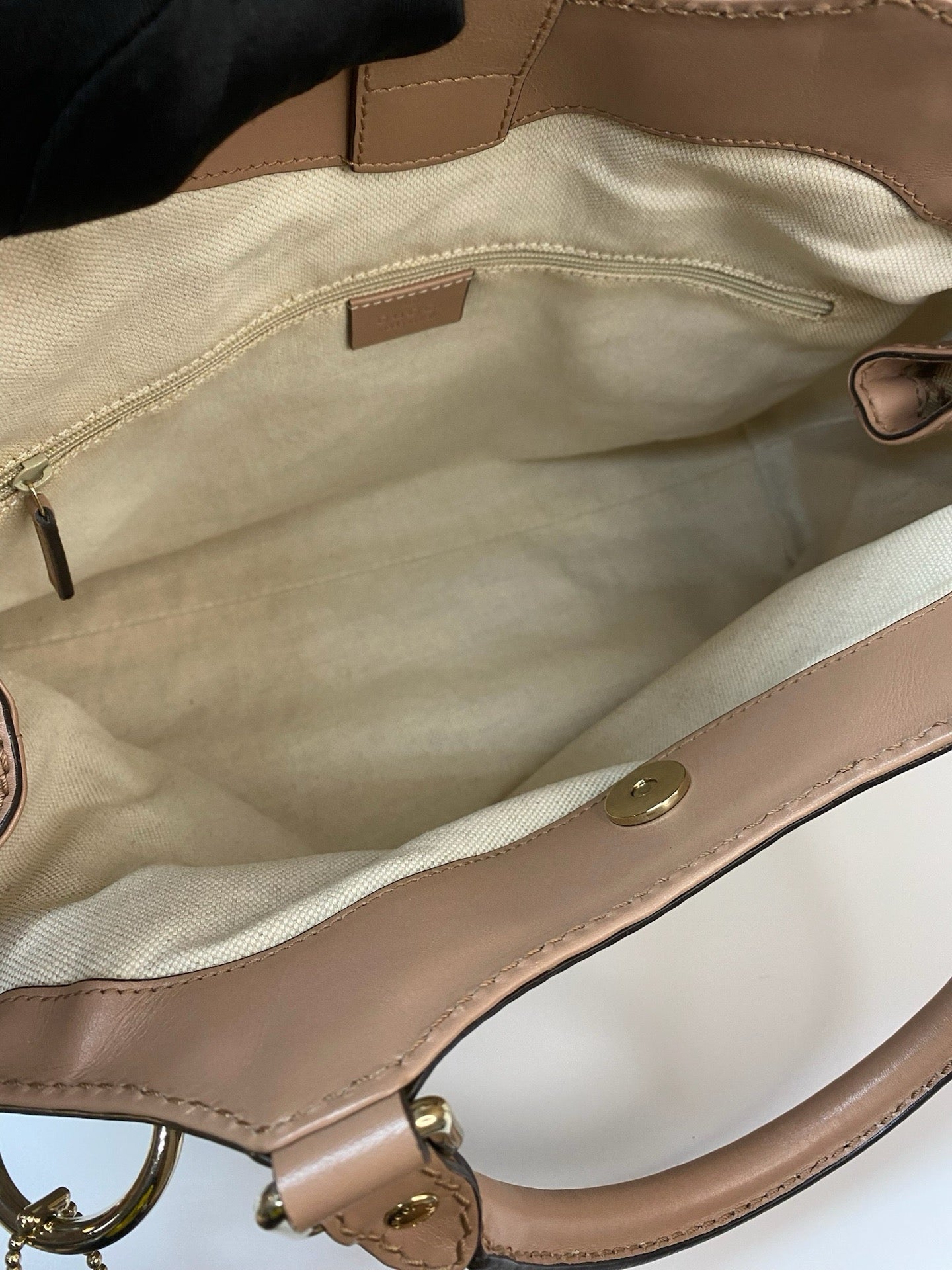 J2879 Gucci Top Handle Bag Diamante Canvas Sukeyy Tote | Pre-Owned Brown Canvas/Diamante