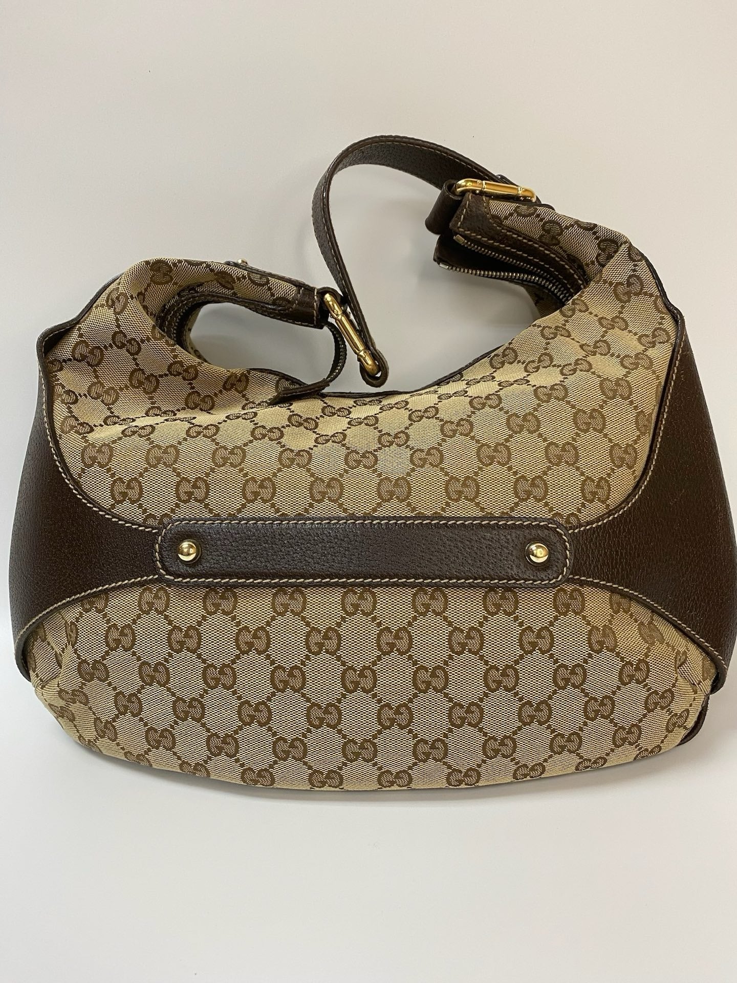 J2876 Gucci Shoulder Bag GG Canvas Amalfi Leather handbag | Pre-Owned Brown Canvas, Leather/GG