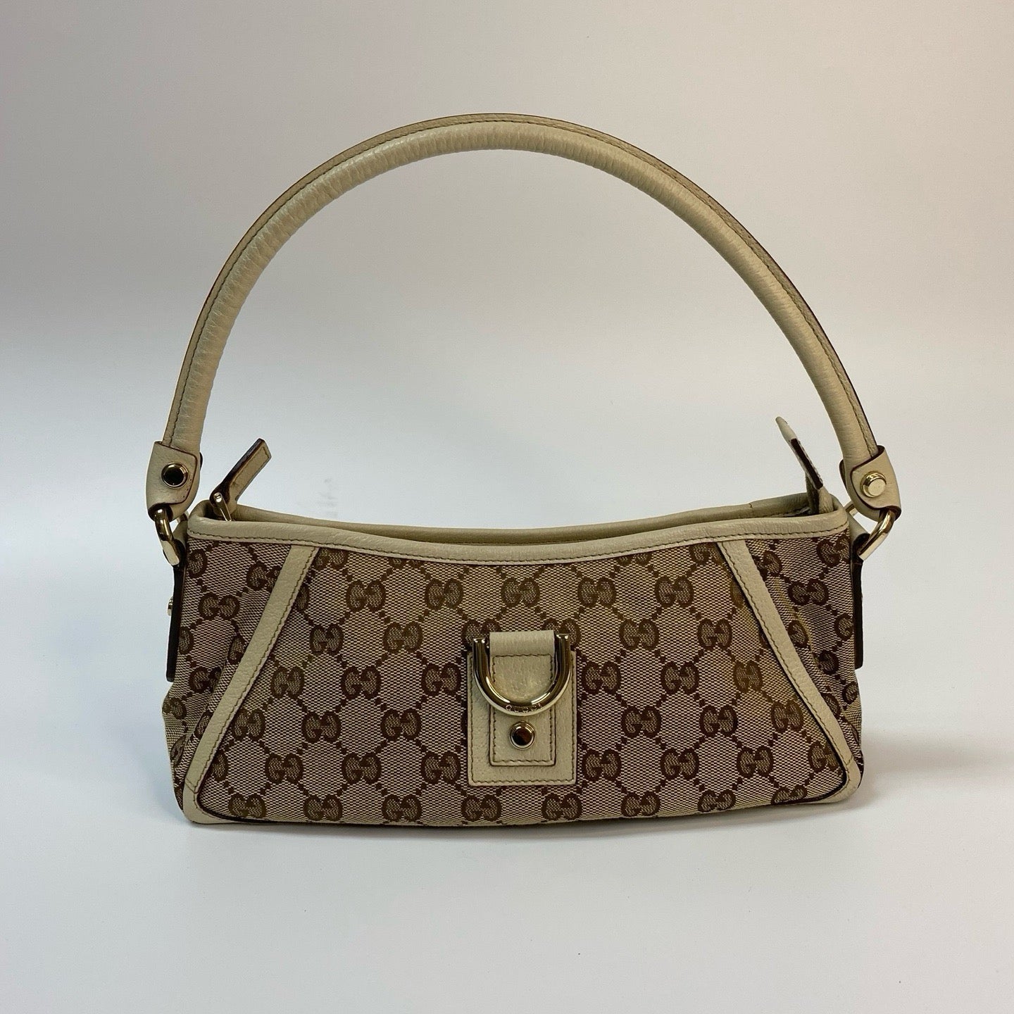 J2862 Gucci Shoulder Bag Monogram D Ring Shoulder Bag small | Pre-Owned Brown Canvas/Monogram