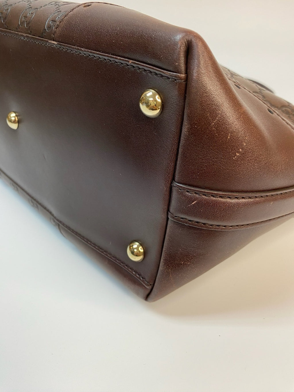 J2989 Gucci Tote Bag Guccissima Large Punch Tote Chocolate Brown | Pre-Owned Like New Chocolate Brown Canvas Guccissima