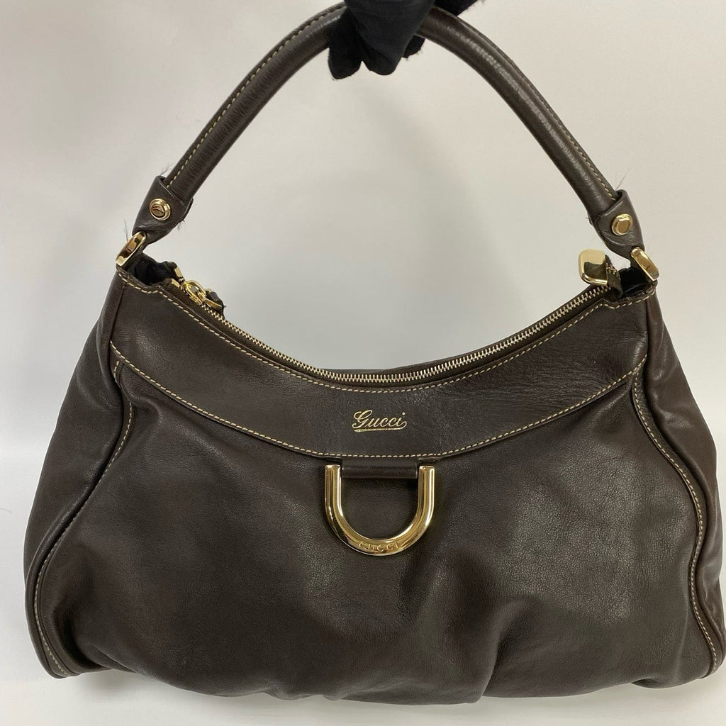J2878 Gucci Shoulder Bag Abbey Leather dark Brown Shoulder Bag | Pre-Owned Dark Brown Leather