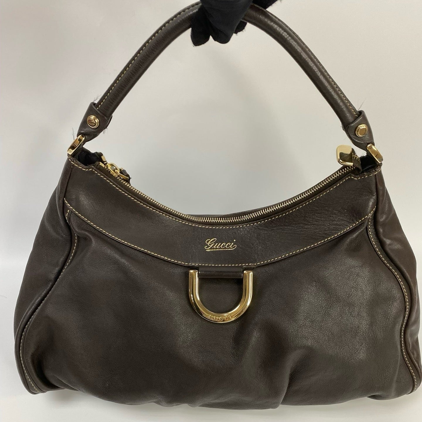 J2878 Gucci Shoulder Bag Abbey Leather dark Brown Shoulder Bag | Pre-Owned Dark Brown Leather