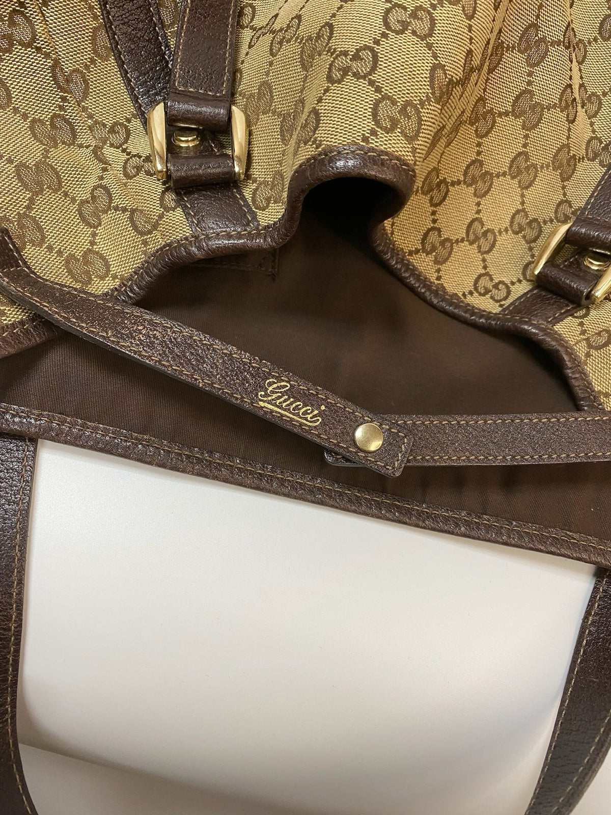 J2872 Gucci Shoulder Bag Monogram Abbey Shoulder Bsg Brown | Pre-Owned Brown Canvas/Monogram