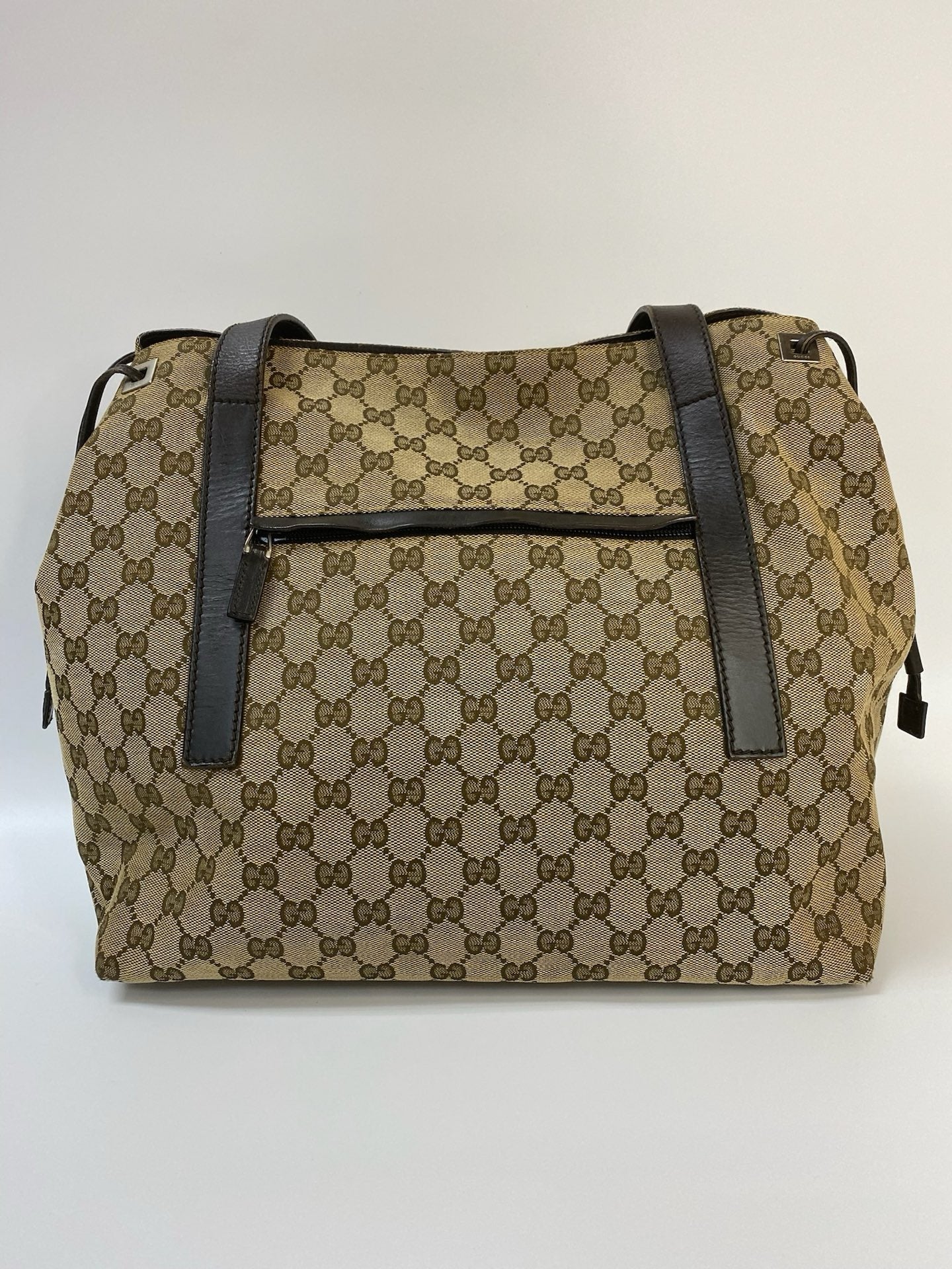 J2865 Gucci Tote Bag GG Canvas Beige Monogram Tote Bag | Pre-Owned Beige Canvas GG Monogram